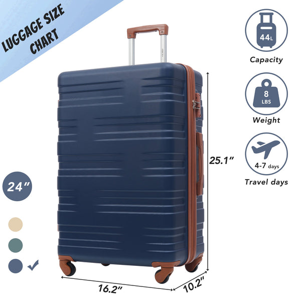 Merax Luggage with TSA Lock Spinner Wheels Hardside Expandable Luggage Travel Suitcase Carry on Luggage ABS 24
