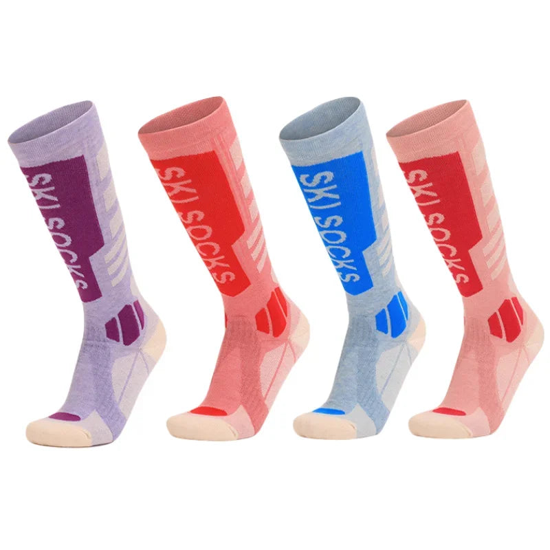 Merino wool skiing socks women's high tube hiking socks anti slip and warm outdoor sports socks