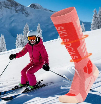 Merino wool skiing socks women's high tube hiking socks anti slip and warm outdoor sports socks