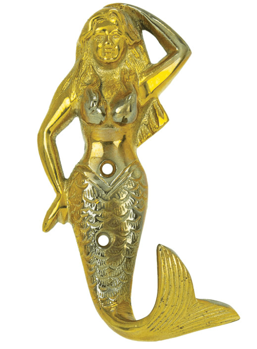 Mermaid Wall Hook – Brass Coastal Décor (5.5