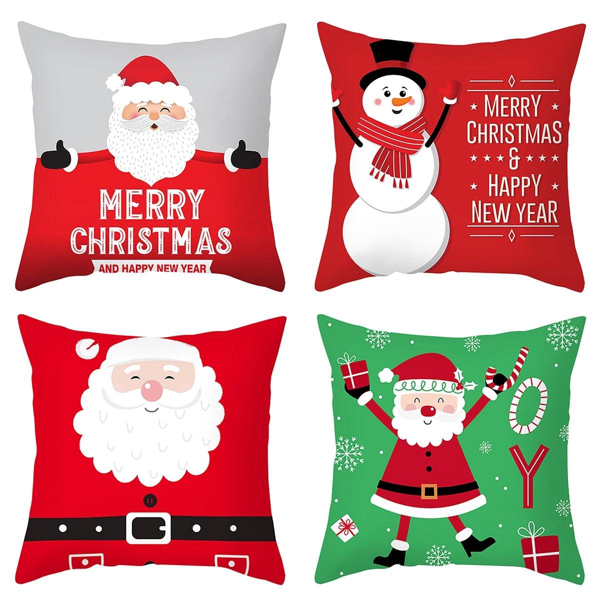 Merry Christmas Decoration Xmas Gift New Year For Home Reindeer Santa Claus Xmas Series Cushion Cover Case Pillow Custom Zippered Square Pillowcase Tree Cushion Cover Christmas Ornament