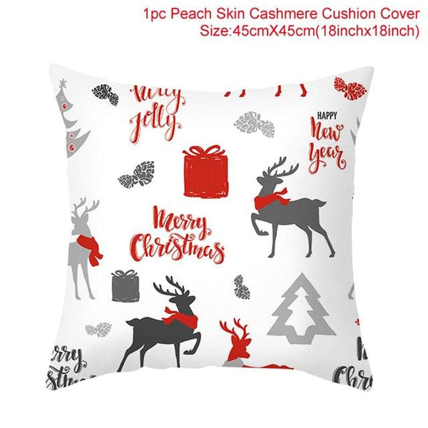 Merry Christmas Decoration Xmas Gift New Year For Home Reindeer Santa Claus Xmas Series Cushion Cover Case Pillow Custom Zippered Square Pillowcase Tree Cushion Cover Christmas Ornament