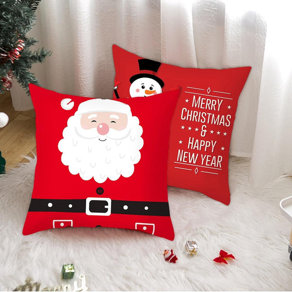 Merry Christmas Decoration Xmas Gift New Year For Home Reindeer Santa Claus Xmas Series Cushion Cover Case Pillow Custom Zippered Square Pillowcase Tree Cushion Cover Christmas Ornament