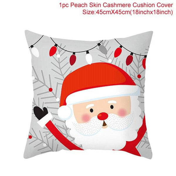 Merry Christmas Decoration Xmas Gift New Year For Home Reindeer Santa Claus Xmas Series Cushion Cover Case Pillow Custom Zippered Square Pillowcase Tree Cushion Cover Christmas Ornament