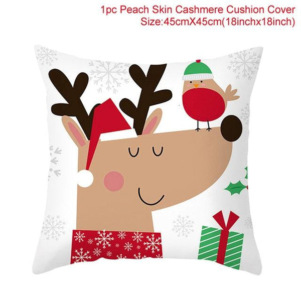 Merry Christmas Decoration Xmas Gift New Year For Home Reindeer Santa Claus Xmas Series Cushion Cover Case Pillow Custom Zippered Square Pillowcase Tree Cushion Cover Christmas Ornament