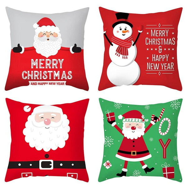 Merry Christmas Decoration Xmas Gift New Year For Home Reindeer Santa Claus Xmas Series Cushion Cover Case Pillow Custom Zippered Square Pillowcase Tree Cushion Cover Christmas Ornament