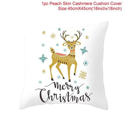 Merry Christmas Decoration Xmas Gift New Year For Home Reindeer Santa Claus Xmas Series Cushion Cover Case Pillow Custom Zippered Square Pillowcase Tree Cushion Cover Christmas Ornament