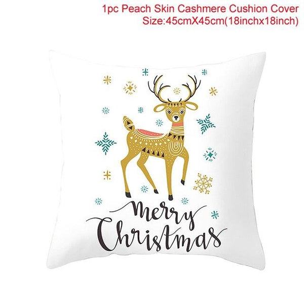 Merry Christmas Decoration Xmas Gift New Year For Home Reindeer Santa Claus Xmas Series Cushion Cover Case Pillow Custom Zippered Square Pillowcase Tree Cushion Cover Christmas Ornament