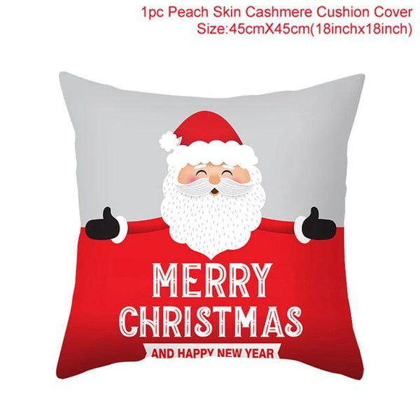 Merry Christmas Decoration Xmas Gift New Year For Home Reindeer Santa Claus Xmas Series Cushion Cover Case Pillow Custom Zippered Square Pillowcase Tree Cushion Cover Christmas Ornament