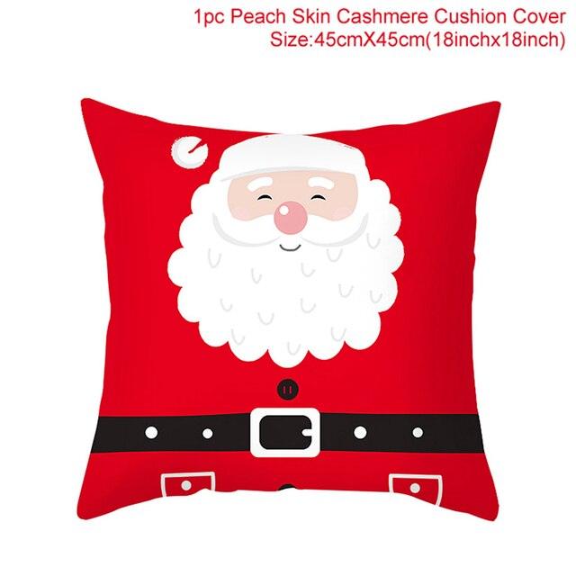 Merry Christmas Decoration Xmas Gift New Year For Home Reindeer Santa Claus Xmas Series Cushion Cover Case Pillow Custom Zippered Square Pillowcase Tree Cushion Cover Christmas Ornament