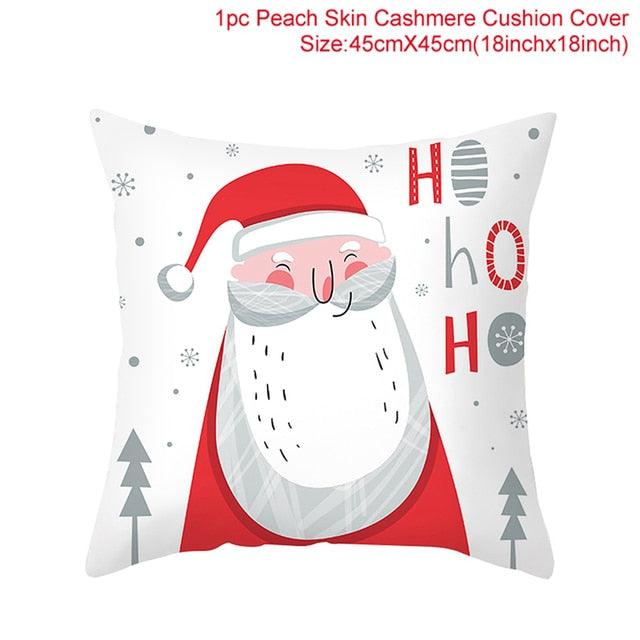 Merry Christmas Decoration Xmas Gift New Year For Home Reindeer Santa Claus Xmas Series Cushion Cover Case Pillow Custom Zippered Square Pillowcase Tree Cushion Cover Christmas Ornament