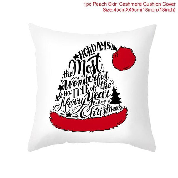Merry Christmas Decoration Xmas Gift New Year For Home Reindeer Santa Claus Xmas Series Cushion Cover Case Pillow Custom Zippered Square Pillowcase Tree Cushion Cover Christmas Ornament