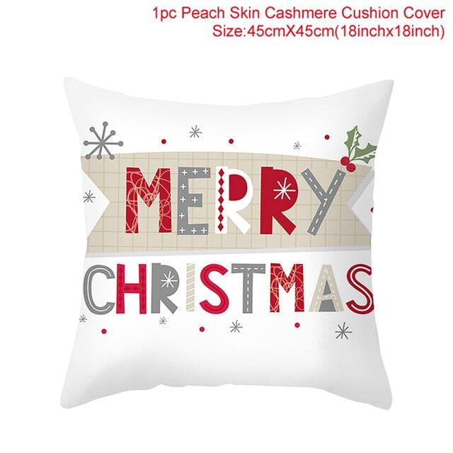 Merry Christmas Decoration Xmas Gift New Year For Home Reindeer Santa Claus Xmas Series Cushion Cover Case Pillow Custom Zippered Square Pillowcase Tree Cushion Cover Christmas Ornament