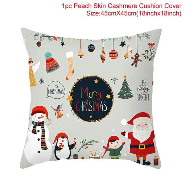 Merry Christmas Decoration Xmas Gift New Year For Home Reindeer Santa Claus Xmas Series Cushion Cover Case Pillow Custom Zippered Square Pillowcase Tree Cushion Cover Christmas Ornament