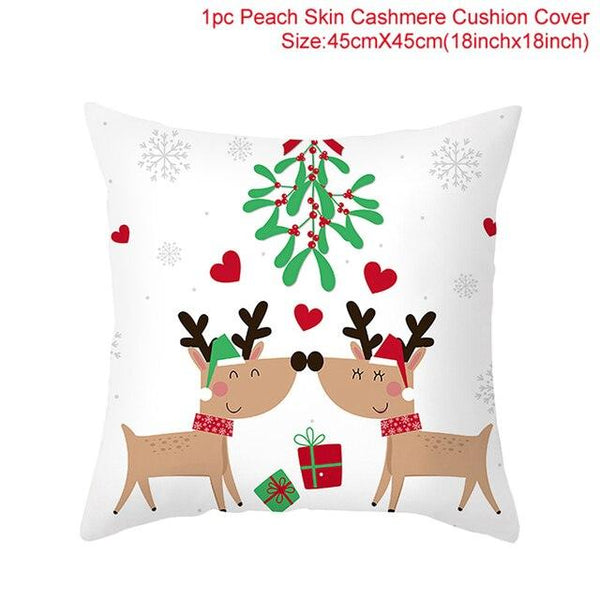 Merry Christmas Decoration Xmas Gift New Year For Home Reindeer Santa Claus Xmas Series Cushion Cover Case Pillow Custom Zippered Square Pillowcase Tree Cushion Cover Christmas Ornament