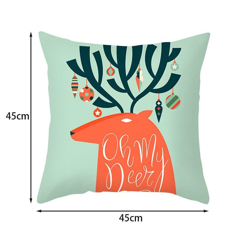 Merry Christmas Decoration Xmas Gift New Year For Home Reindeer Santa Claus Xmas Series Cushion Cover Case Pillow Custom Zippered Square Pillowcase Tree Cushion Cover Christmas Ornament