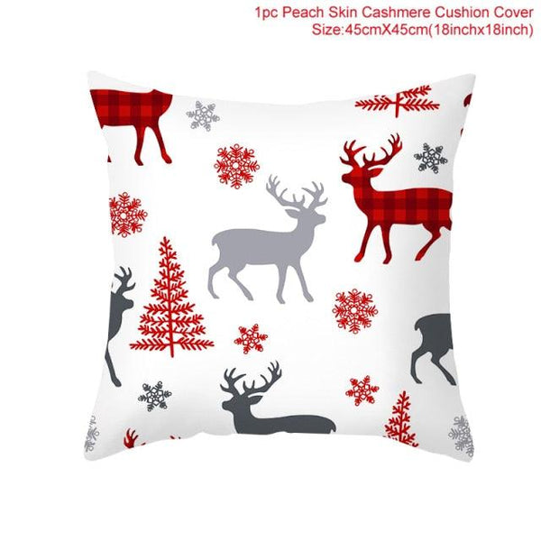 Merry Christmas Decoration Xmas Gift New Year For Home Reindeer Santa Claus Xmas Series Cushion Cover Case Pillow Custom Zippered Square Pillowcase Tree Cushion Cover Christmas Ornament