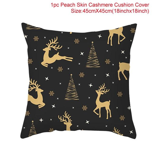 Merry Christmas Decoration Xmas Gift New Year For Home Reindeer Santa Claus Xmas Series Cushion Cover Case Pillow Custom Zippered Square Pillowcase Tree Cushion Cover Christmas Ornament