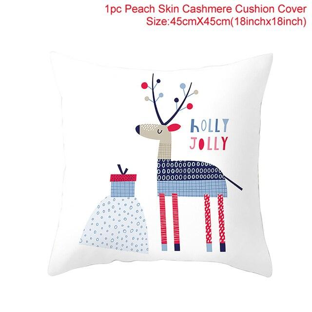 Merry Christmas Decoration Xmas Gift New Year For Home Reindeer Santa Claus Xmas Series Cushion Cover Case Pillow Custom Zippered Square Pillowcase Tree Cushion Cover Christmas Ornament