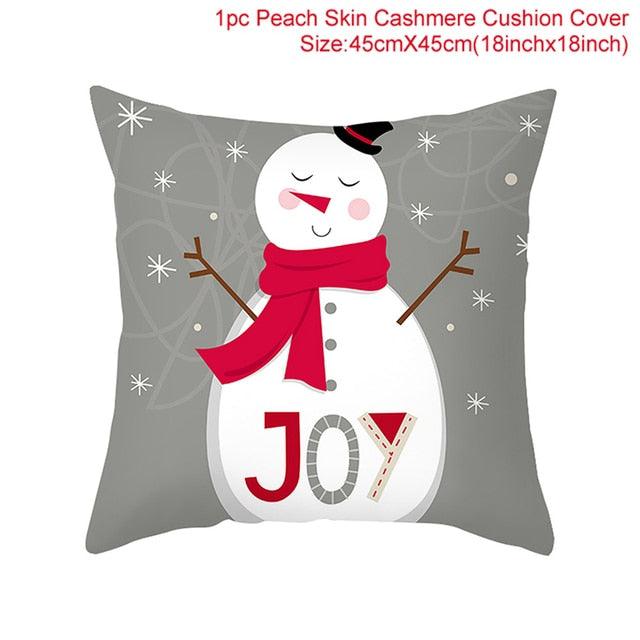 Merry Christmas Decoration Xmas Gift New Year For Home Reindeer Santa Claus Xmas Series Cushion Cover Case Pillow Custom Zippered Square Pillowcase Tree Cushion Cover Christmas Ornament