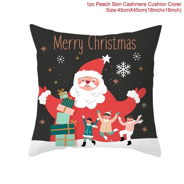 Merry Christmas Decoration Xmas Gift New Year For Home Reindeer Santa Claus Xmas Series Cushion Cover Case Pillow Custom Zippered Square Pillowcase Tree Cushion Cover Christmas Ornament