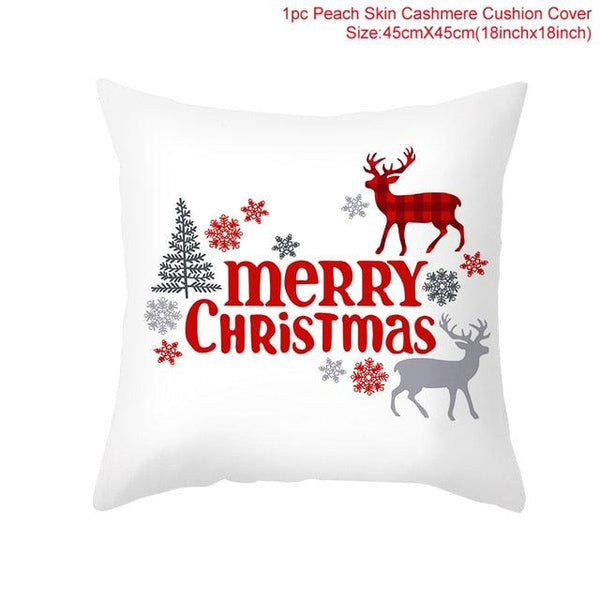 Merry Christmas Decoration Xmas Gift New Year For Home Reindeer Santa Claus Xmas Series Cushion Cover Case Pillow Custom Zippered Square Pillowcase Tree Cushion Cover Christmas Ornament