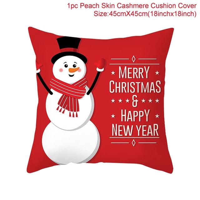 Merry Christmas Decoration Xmas Gift New Year For Home Reindeer Santa Claus Xmas Series Cushion Cover Case Pillow Custom Zippered Square Pillowcase Tree Cushion Cover Christmas Ornament