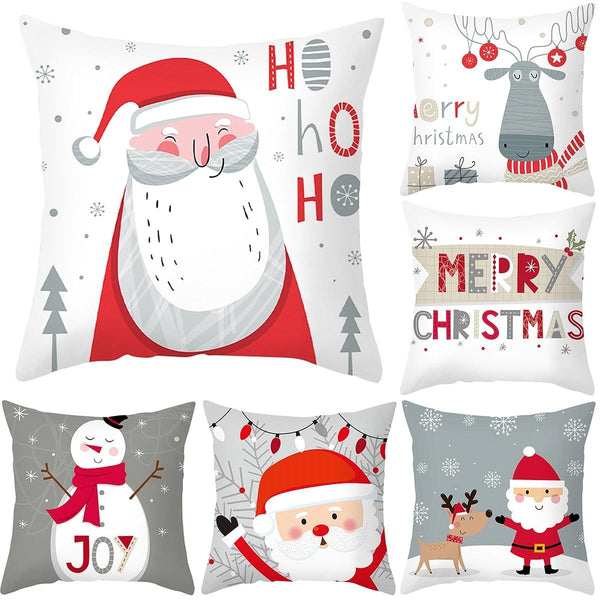 Merry Christmas Decoration Xmas Gift New Year For Home Reindeer Santa Claus Xmas Series Cushion Cover Case Pillow Custom Zippered Square Pillowcase Tree Cushion Cover Christmas Ornament
