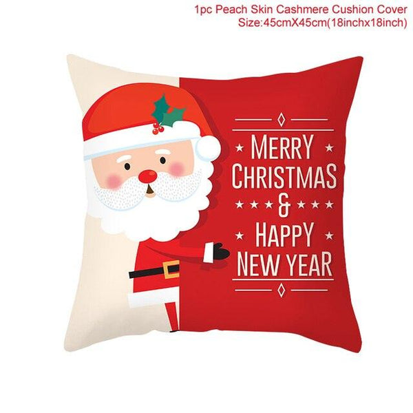 Merry Christmas Decoration Xmas Gift New Year For Home Reindeer Santa Claus Xmas Series Cushion Cover Case Pillow Custom Zippered Square Pillowcase Tree Cushion Cover Christmas Ornament