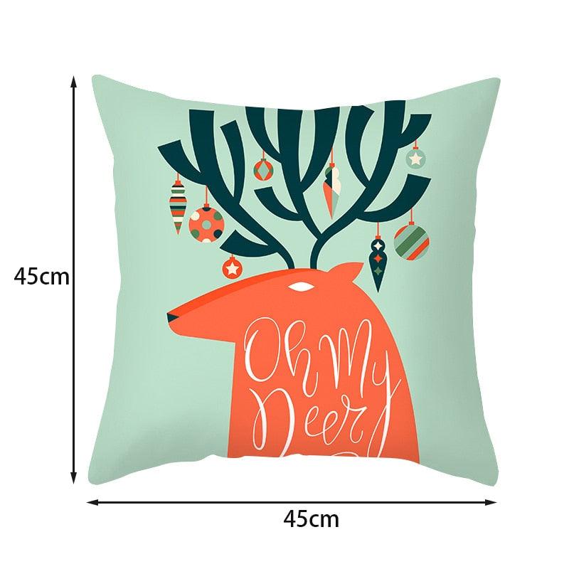 Merry Christmas Decoration Xmas Gift New Year For Home Reindeer Santa Claus Xmas Series Cushion Cover Case Pillow Custom Zippered Square Pillowcase Tree Cushion Cover Christmas Ornament