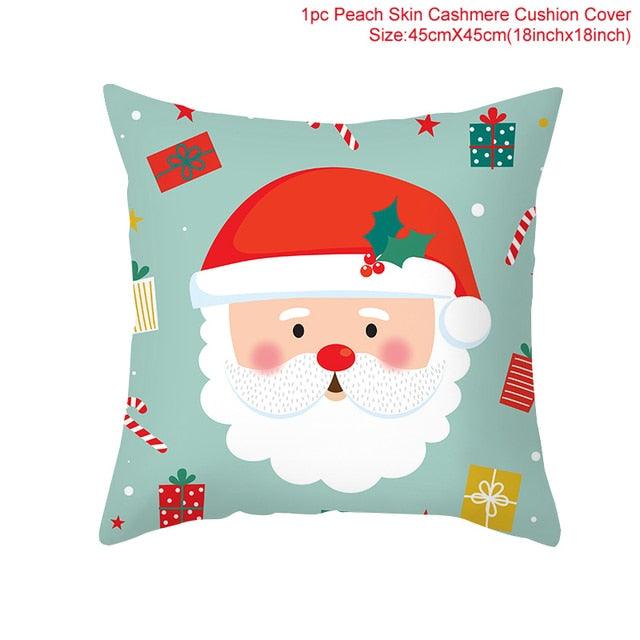 Merry Christmas Decoration Xmas Gift New Year For Home Reindeer Santa Claus Xmas Series Cushion Cover Case Pillow Custom Zippered Square Pillowcase Tree Cushion Cover Christmas Ornament