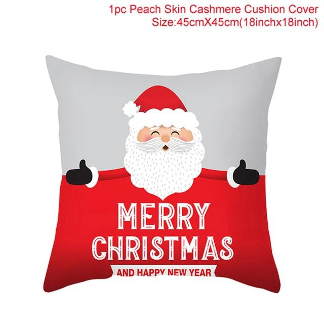 Merry Christmas Decoration Xmas Gift New Year For Home Reindeer Santa Claus Xmas Series Cushion Cover Case Pillow Custom Zippered Square Pillowcase Tree Cushion Cover Christmas Ornament