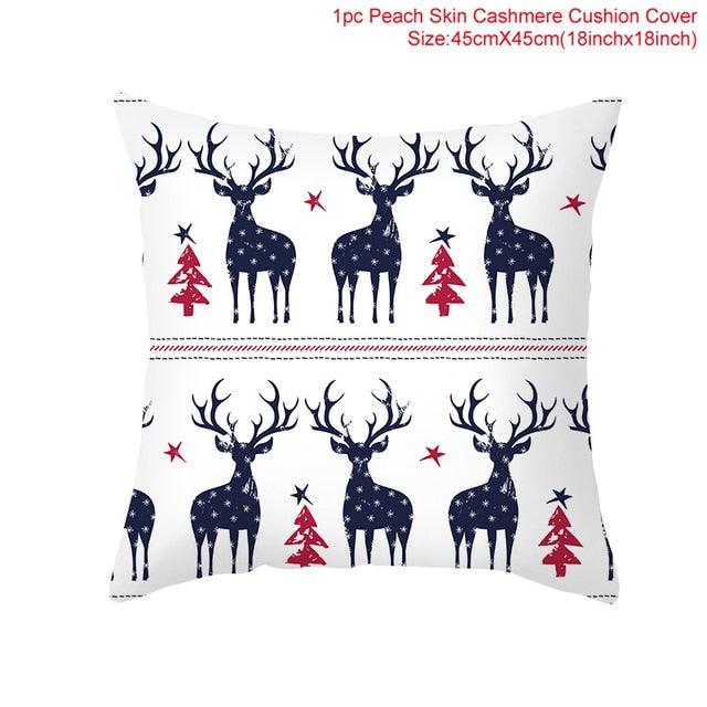 Merry Christmas Decoration Xmas Gift New Year For Home Reindeer Santa Claus Xmas Series Cushion Cover Case Pillow Custom Zippered Square Pillowcase Tree Cushion Cover Christmas Ornament
