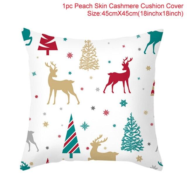Merry Christmas Decoration Xmas Gift New Year For Home Reindeer Santa Claus Xmas Series Cushion Cover Case Pillow Custom Zippered Square Pillowcase Tree Cushion Cover Christmas Ornament