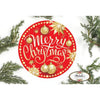 Merry Christmas Red Gold Round Sign - 8 Inch
