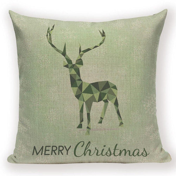 Merry Christmas Tree Cute Deer Happy Festival New Year Decorations Christmas Throw Pillow Covers Christmas Decorative Couch Pillow Cases Cotton Linen Pillow Square Cushion Cover For Home Bed