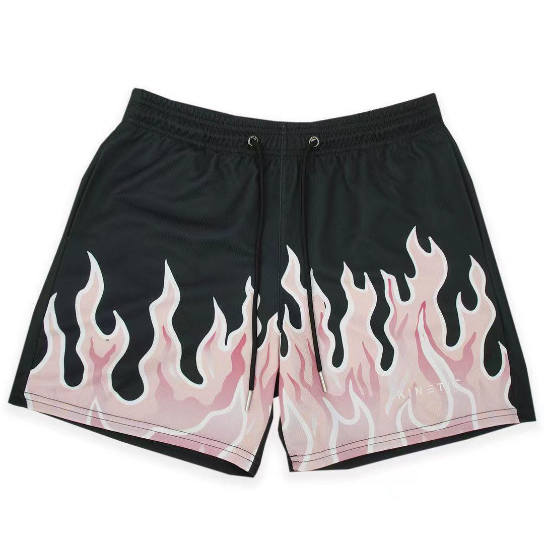 Mesh Breathable Men Shorts GYM Basketball Running Quick-Drying Shorts Baggy Flame Print Fashion Shorts Summer Shorts Basketball Running Quick-Drying Shorts Baggy Flame Print Shorts Summer Shorts
