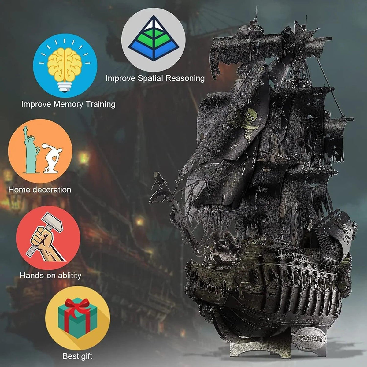 Metal 3D Pirate Ship Puzzle - Flying Dutchman