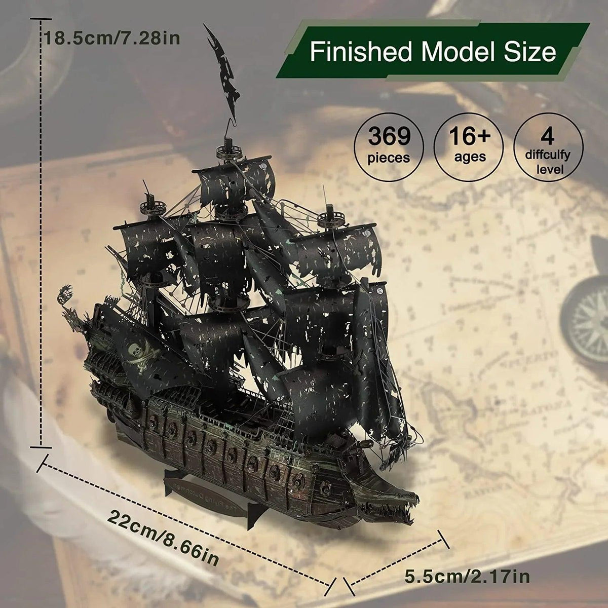Metal 3D Pirate Ship Puzzle - Flying Dutchman