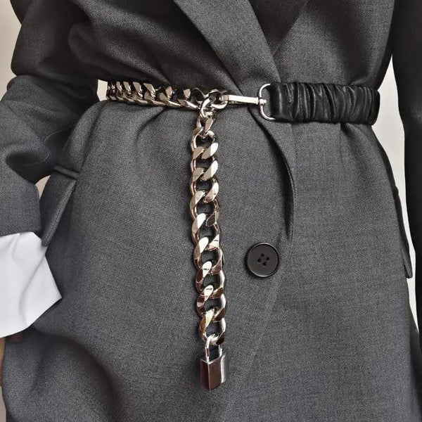 Metal Adjustable Chain Link Belts Fashion Belly Jewelry For Jeans Dresses Elegant Cool Style Lock Design Belts For Women Charming Belt