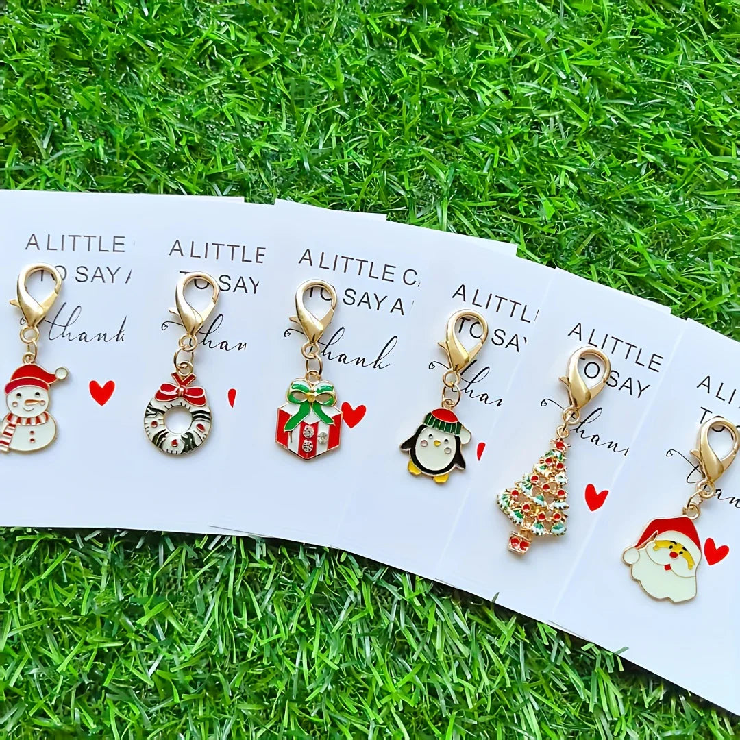 Metal Christmas Keychain Gift Pack with Thank You Charm