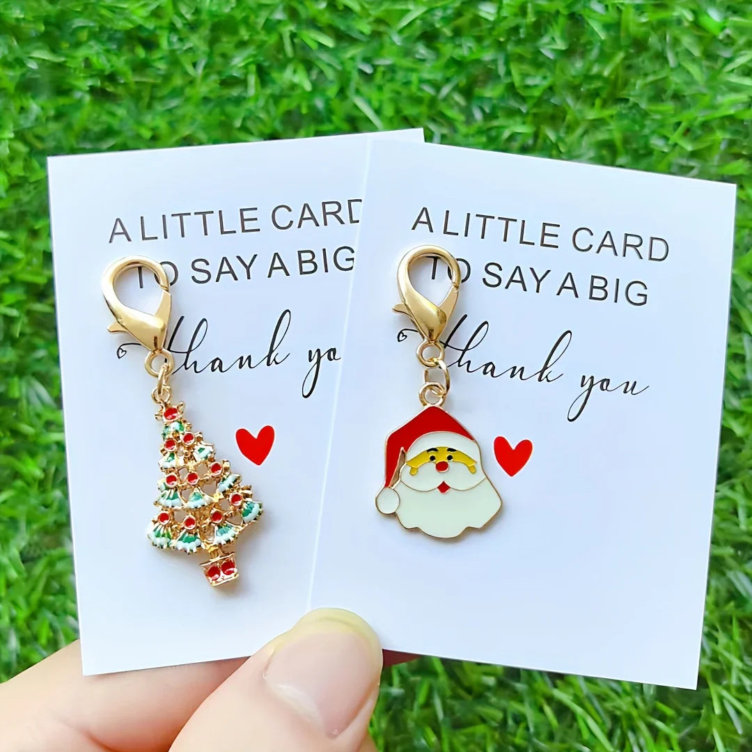 Metal Christmas Keychain Gift Pack with Thank You Charm