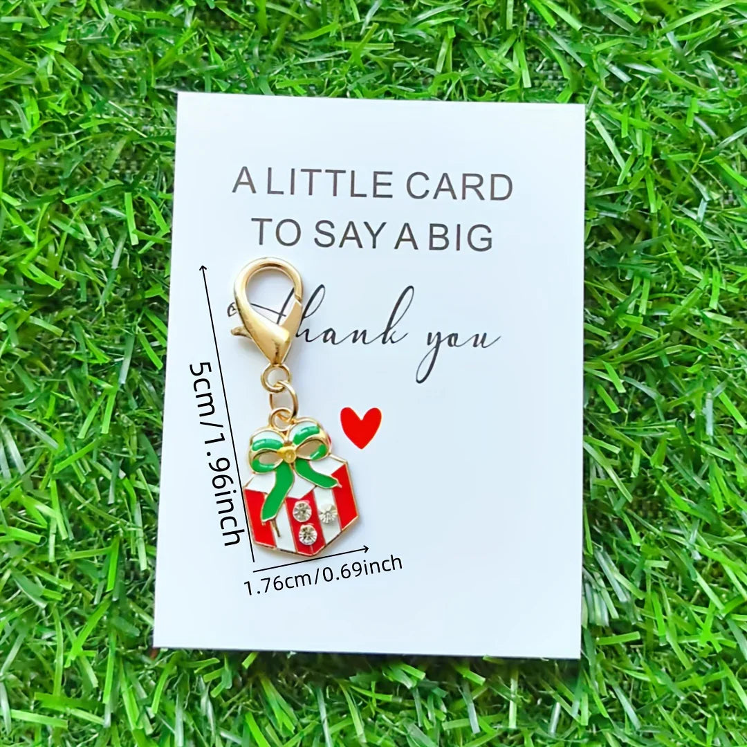 Metal Christmas Keychain Gift Pack with Thank You Charm