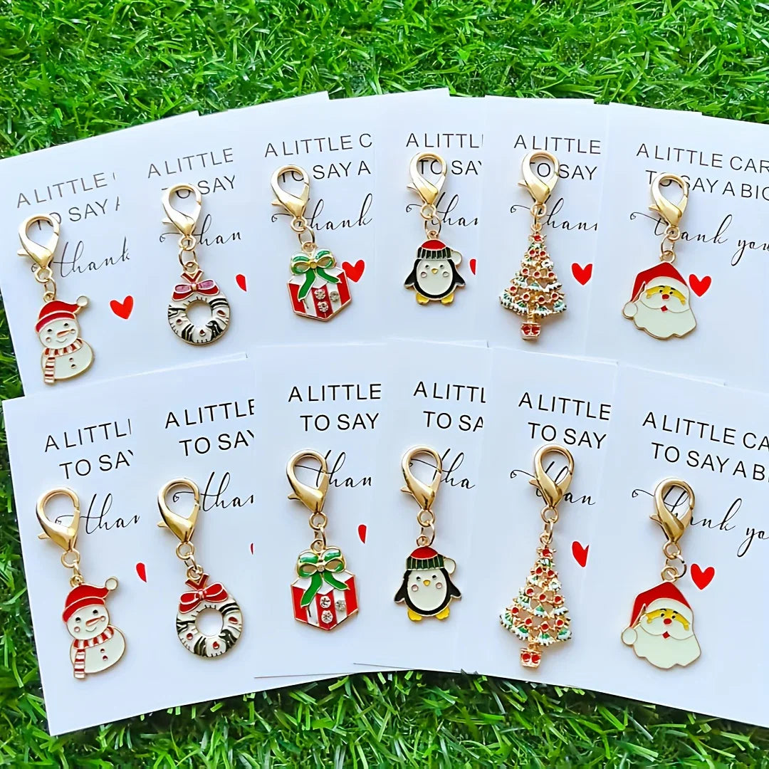 Metal Christmas Keychain Gift Pack with Thank You Charm