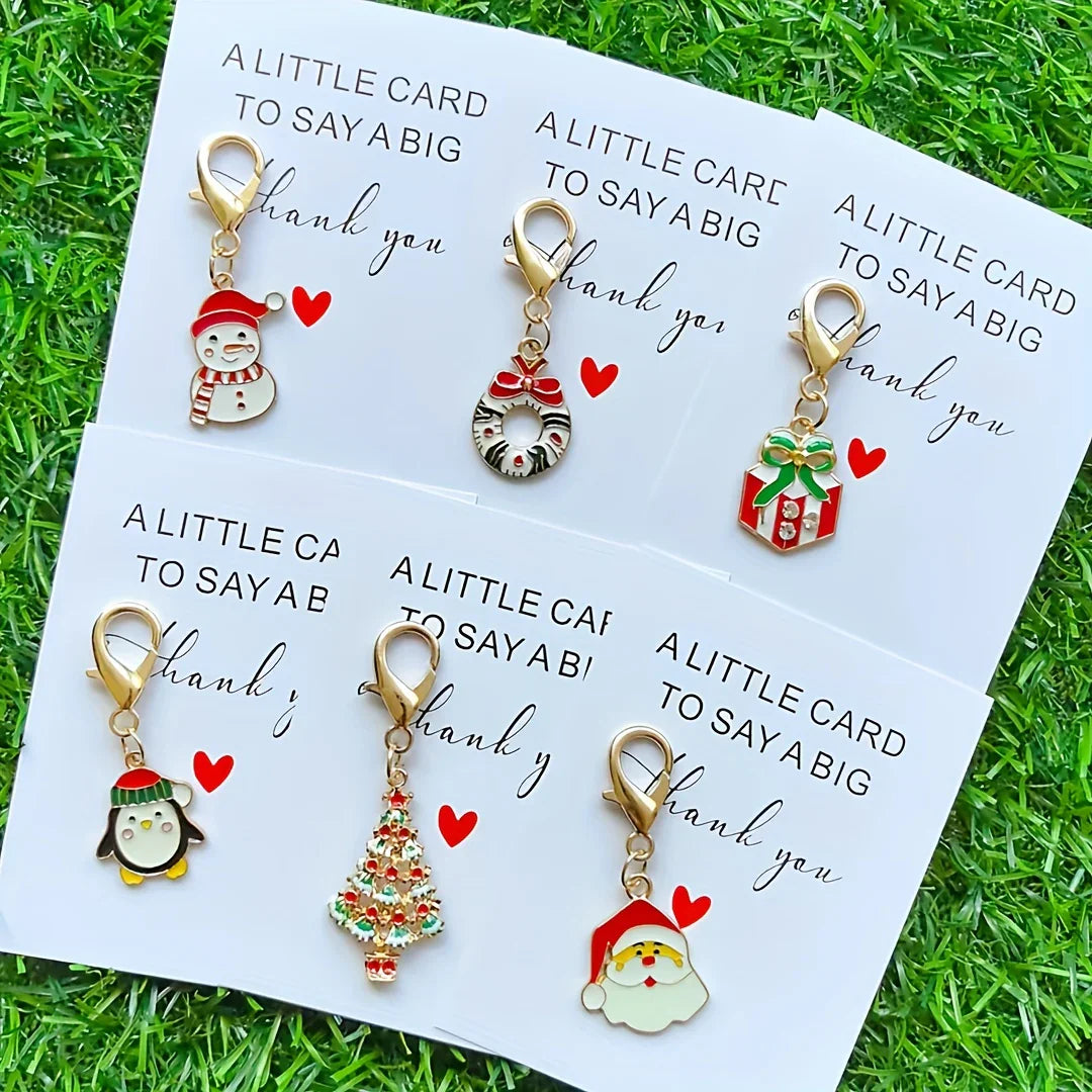 Metal Christmas Keychain Gift Pack with Thank You Charm