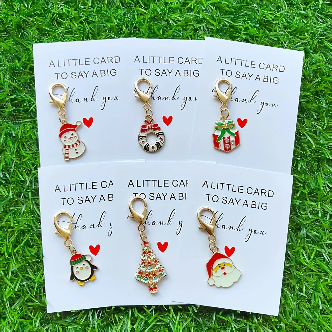 Metal Christmas Keychain Gift Pack with Thank You Charm