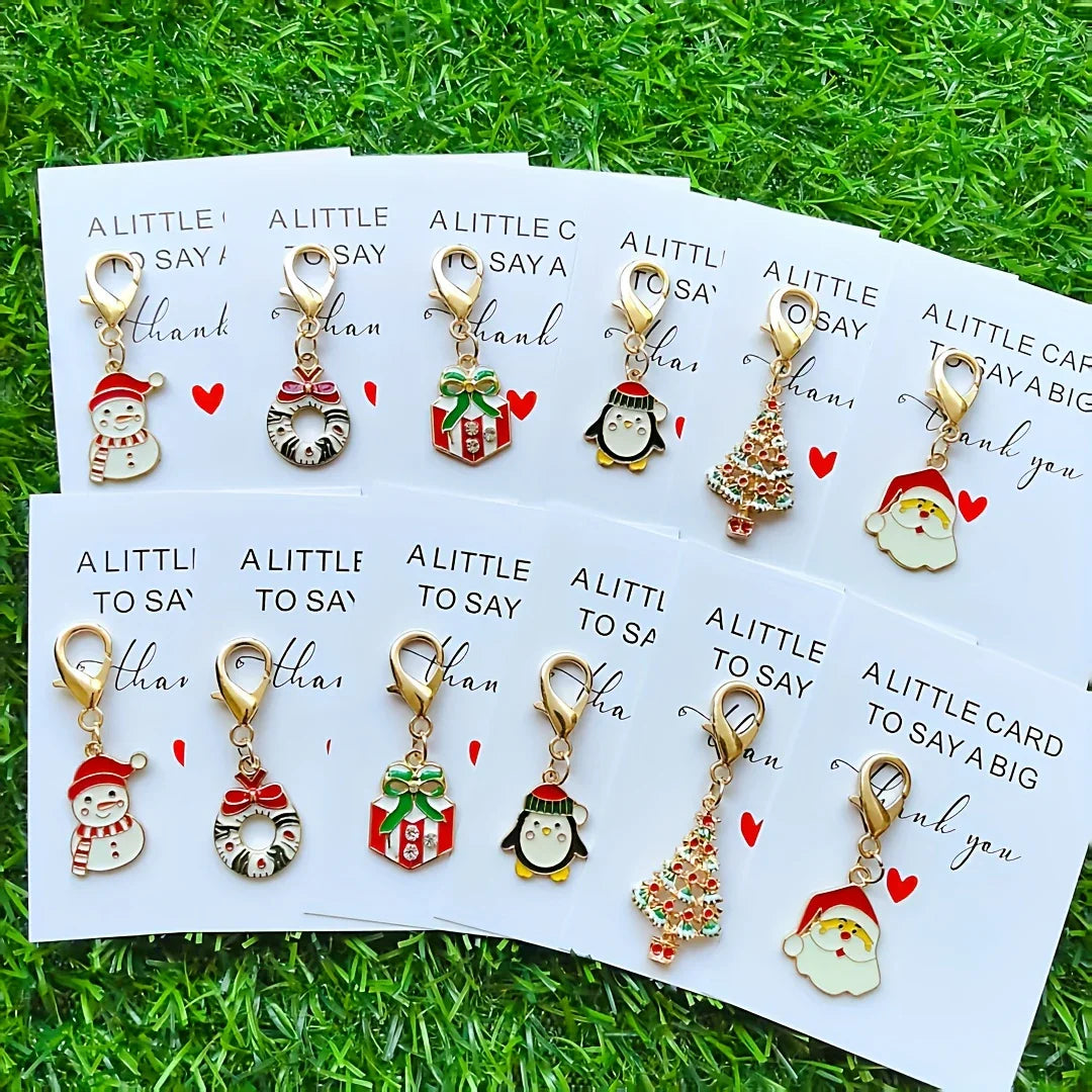 Metal Christmas Keychain Gift Pack with Thank You Charm