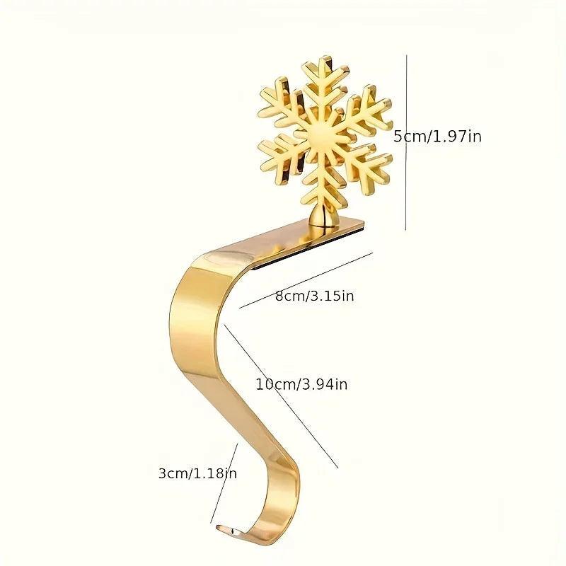 Metal Christmas Stocking Holder Set, 4pcs Golden with Non-Slip Hooks