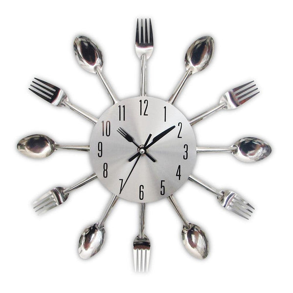 Metal Kitchen Wall Clock Creative  Kitchen Wall Clock 3D Modern Creative Kitchen Cutlery Spoon Fork Time Like Wall Clock Wall Sticker Room Home Decoration Quartz Wall Art Cutlery Mounted Clocks Modern Design Home Decorative