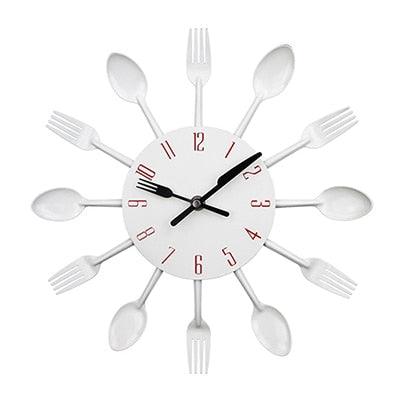 Metal Kitchen Wall Clock Creative  Kitchen Wall Clock 3D Modern Creative Kitchen Cutlery Spoon Fork Time Like Wall Clock Wall Sticker Room Home Decoration Quartz Wall Art Cutlery Mounted Clocks Modern Design Home Decorative